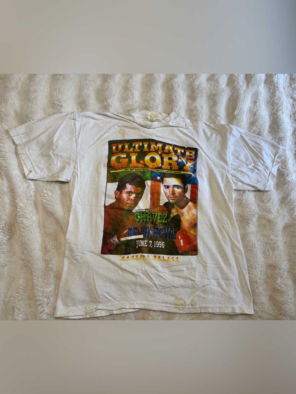 VTG 1996 Chavez vs De La Hoya Ultimate Glory Boxing Promo T-Shirt Single Stitch